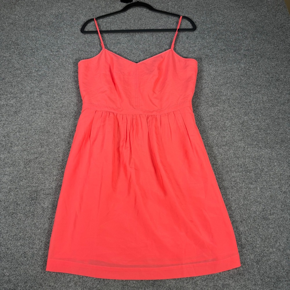 J.Crew Women Coral Pink Spaghetti Strap V-Neck Lined Dress 43785 Sz 10 NWT #4456